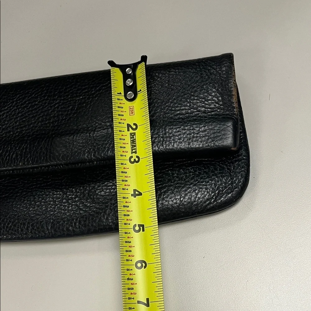 Source Unknown Leather Black Clutch with snap & zip pockets